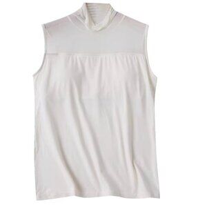 Mock-Neck Mesh Sleeveless Top High-Neck Pullover Cami w Padded Support